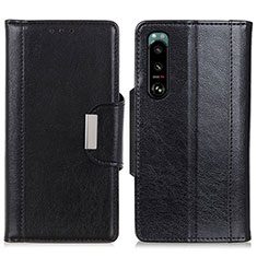 Handytasche Stand Schutzhülle Flip Leder Hülle M01L für Sony Xperia 5 III Schwarz