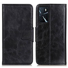 Handytasche Stand Schutzhülle Flip Leder Hülle M02L für Oppo A16s Schwarz