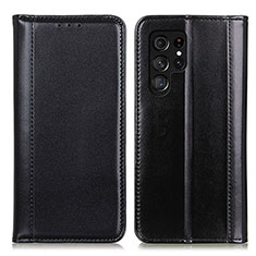 Handytasche Stand Schutzhülle Flip Leder Hülle M02L für Samsung Galaxy S22 Ultra 5G Schwarz