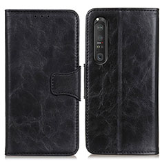 Handytasche Stand Schutzhülle Flip Leder Hülle M02L für Sony Xperia 1 III Schwarz