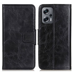 Handytasche Stand Schutzhülle Flip Leder Hülle M02L für Xiaomi Redmi Note 11T Pro+ Plus 5G Schwarz