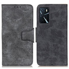 Handytasche Stand Schutzhülle Flip Leder Hülle M03L für Oppo A16 Schwarz