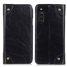 Handytasche Stand Schutzhülle Flip Leder Hülle M04L für Sony Xperia 10 III Schwarz