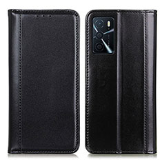 Handytasche Stand Schutzhülle Flip Leder Hülle M05L für Oppo A16s Schwarz