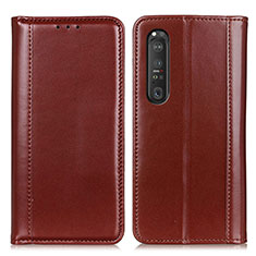 Handytasche Stand Schutzhülle Flip Leder Hülle M05L für Sony Xperia 1 III Braun