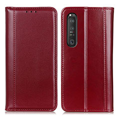 Handytasche Stand Schutzhülle Flip Leder Hülle M05L für Sony Xperia 1 III Rot