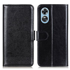 Handytasche Stand Schutzhülle Flip Leder Hülle M07L für Oppo A17 Schwarz