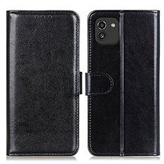 Handytasche Stand Schutzhülle Flip Leder Hülle M07L für Samsung Galaxy A03 Schwarz