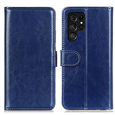 Handytasche Stand Schutzhülle Flip Leder Hülle M07L für Samsung Galaxy S22 Ultra 5G Blau