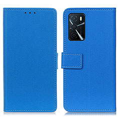 Handytasche Stand Schutzhülle Flip Leder Hülle M08L für Oppo A16 Blau