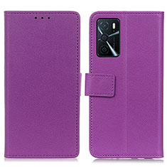 Handytasche Stand Schutzhülle Flip Leder Hülle M08L für Oppo A16 Violett