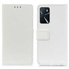 Handytasche Stand Schutzhülle Flip Leder Hülle M08L für Oppo A16 Weiß