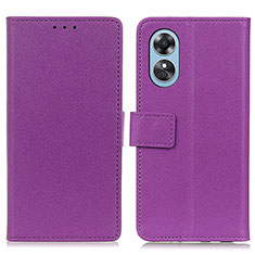 Handytasche Stand Schutzhülle Flip Leder Hülle M08L für Oppo A17 Violett