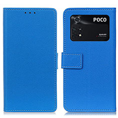 Handytasche Stand Schutzhülle Flip Leder Hülle M08L für Xiaomi Poco M4 Pro 4G Blau