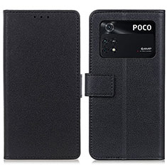 Handytasche Stand Schutzhülle Flip Leder Hülle M08L für Xiaomi Poco M4 Pro 4G Schwarz