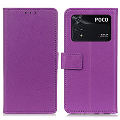 Handytasche Stand Schutzhülle Flip Leder Hülle M08L für Xiaomi Poco M4 Pro 4G Violett