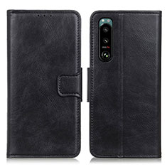 Handytasche Stand Schutzhülle Flip Leder Hülle M09L für Sony Xperia 5 III Schwarz