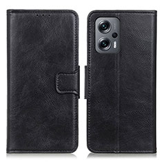 Handytasche Stand Schutzhülle Flip Leder Hülle M09L für Xiaomi Redmi Note 12T Pro 5G Schwarz