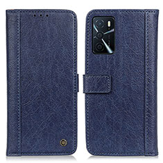 Handytasche Stand Schutzhülle Flip Leder Hülle M10L für Oppo A16 Blau