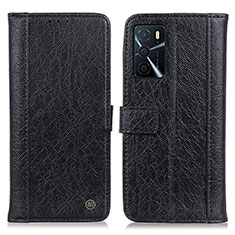 Handytasche Stand Schutzhülle Flip Leder Hülle M10L für Oppo A16 Schwarz