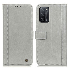 Handytasche Stand Schutzhülle Flip Leder Hülle M10L für Oppo A55 5G Grau