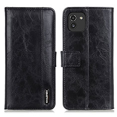 Handytasche Stand Schutzhülle Flip Leder Hülle M11L für Samsung Galaxy A03 Schwarz