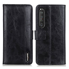 Handytasche Stand Schutzhülle Flip Leder Hülle M11L für Sony Xperia 1 III Schwarz