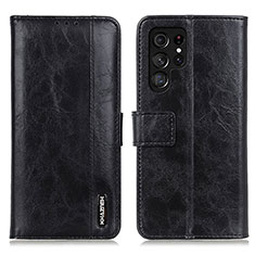 Handytasche Stand Schutzhülle Flip Leder Hülle M13L für Samsung Galaxy S21 Ultra 5G Schwarz