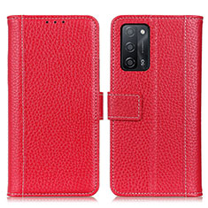 Handytasche Stand Schutzhülle Flip Leder Hülle M14L für Oppo A53s 5G Rot