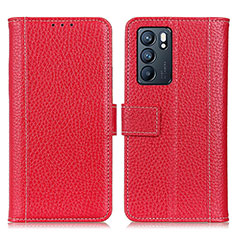 Handytasche Stand Schutzhülle Flip Leder Hülle M14L für Oppo Reno6 5G Rot