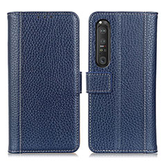 Handytasche Stand Schutzhülle Flip Leder Hülle M14L für Sony Xperia 1 III Blau