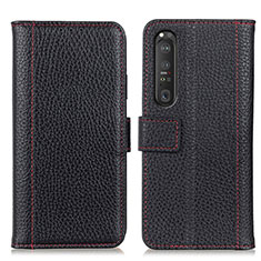 Handytasche Stand Schutzhülle Flip Leder Hülle M14L für Sony Xperia 1 III Schwarz