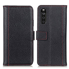 Handytasche Stand Schutzhülle Flip Leder Hülle M14L für Sony Xperia 10 III Lite Schwarz