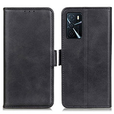 Handytasche Stand Schutzhülle Flip Leder Hülle M15L für Oppo A16 Schwarz