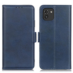 Handytasche Stand Schutzhülle Flip Leder Hülle M15L für Samsung Galaxy A03 Blau