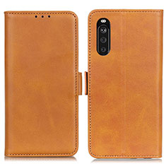 Handytasche Stand Schutzhülle Flip Leder Hülle M15L für Sony Xperia 10 III Hellbraun