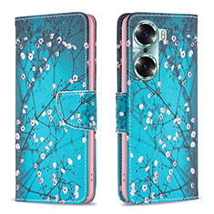 Handytasche Stand Schutzhülle Flip Leder Hülle Modisch Muster B01F für Huawei Honor 60 5G Cyan