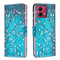 Handytasche Stand Schutzhülle Flip Leder Hülle Modisch Muster B01F für Motorola Moto G84 5G Cyan