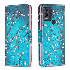 Handytasche Stand Schutzhülle Flip Leder Hülle Modisch Muster B01F für Nokia C22 Cyan