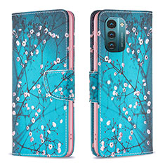 Handytasche Stand Schutzhülle Flip Leder Hülle Modisch Muster B01F für Nokia G11 Cyan