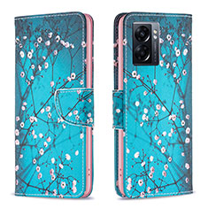 Handytasche Stand Schutzhülle Flip Leder Hülle Modisch Muster B01F für Oppo K10 5G India Cyan