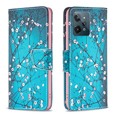 Handytasche Stand Schutzhülle Flip Leder Hülle Modisch Muster B01F für Realme C31 Cyan