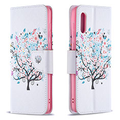 Handytasche Stand Schutzhülle Flip Leder Hülle Modisch Muster B01F für Samsung Galaxy A02 Weiß