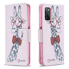 Handytasche Stand Schutzhülle Flip Leder Hülle Modisch Muster B01F für Samsung Galaxy A02s Rosa