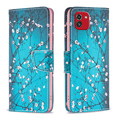 Handytasche Stand Schutzhülle Flip Leder Hülle Modisch Muster B01F für Samsung Galaxy A03 Cyan