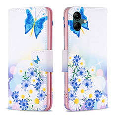 Handytasche Stand Schutzhülle Flip Leder Hülle Modisch Muster B01F für Samsung Galaxy A04 4G Blau