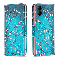 Handytasche Stand Schutzhülle Flip Leder Hülle Modisch Muster B01F für Samsung Galaxy A04 4G Cyan