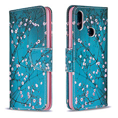 Handytasche Stand Schutzhülle Flip Leder Hülle Modisch Muster B01F für Samsung Galaxy A10s Cyan