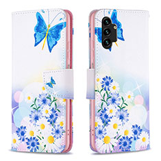 Handytasche Stand Schutzhülle Flip Leder Hülle Modisch Muster B01F für Samsung Galaxy A13 4G Blau