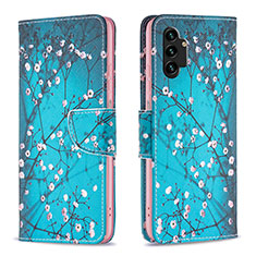 Handytasche Stand Schutzhülle Flip Leder Hülle Modisch Muster B01F für Samsung Galaxy A13 4G Cyan